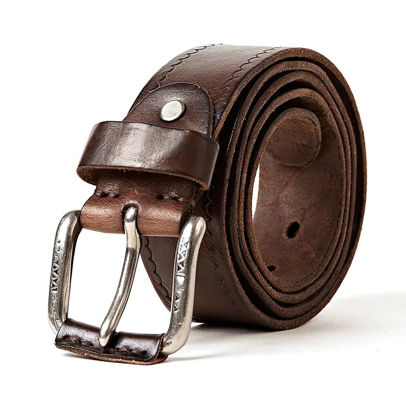 Men's Fashion Genuine Leather Belt with Alloy Buckle