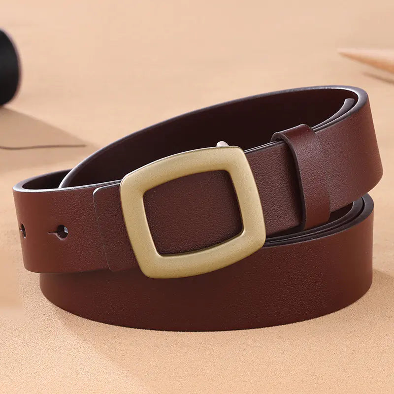 Fashionable Women's Leather Belt with Denim Style