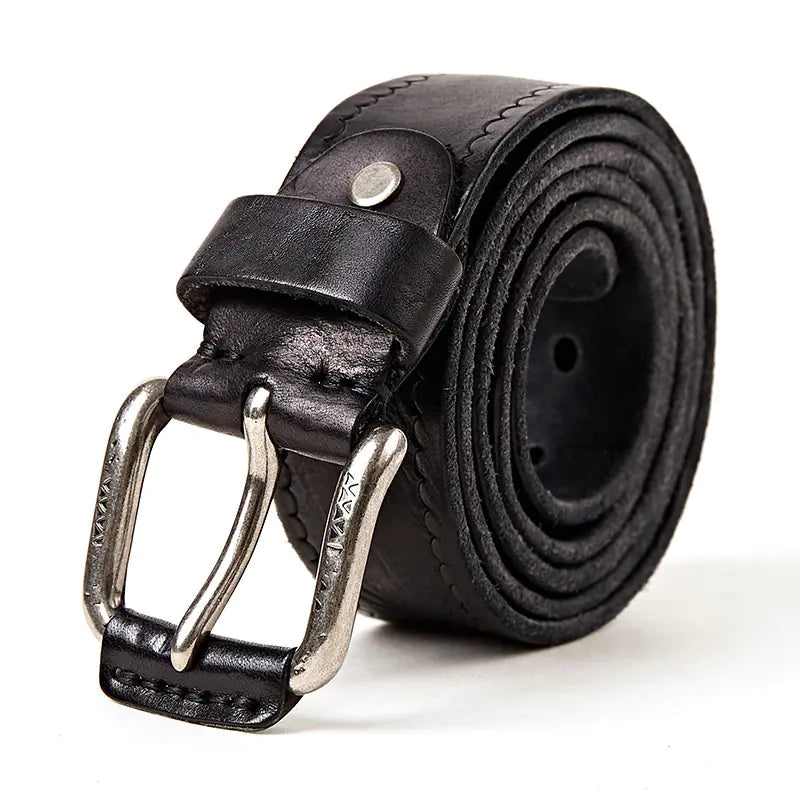 Men's Fashion Genuine Leather Belt with Alloy Buckle