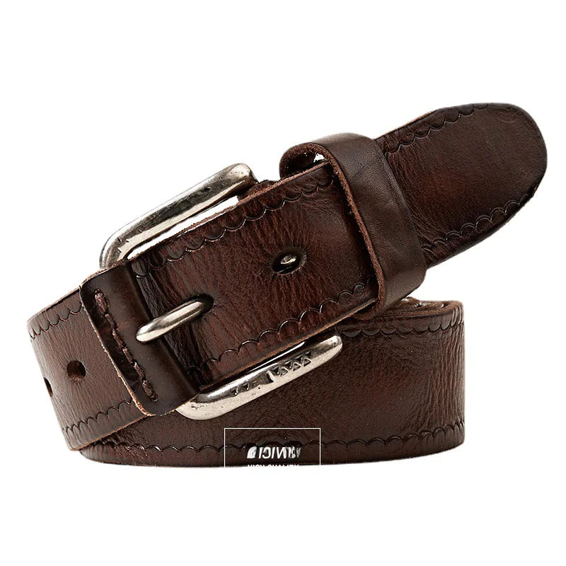 Men's Fashion Genuine Leather Belt with Alloy Buckle
