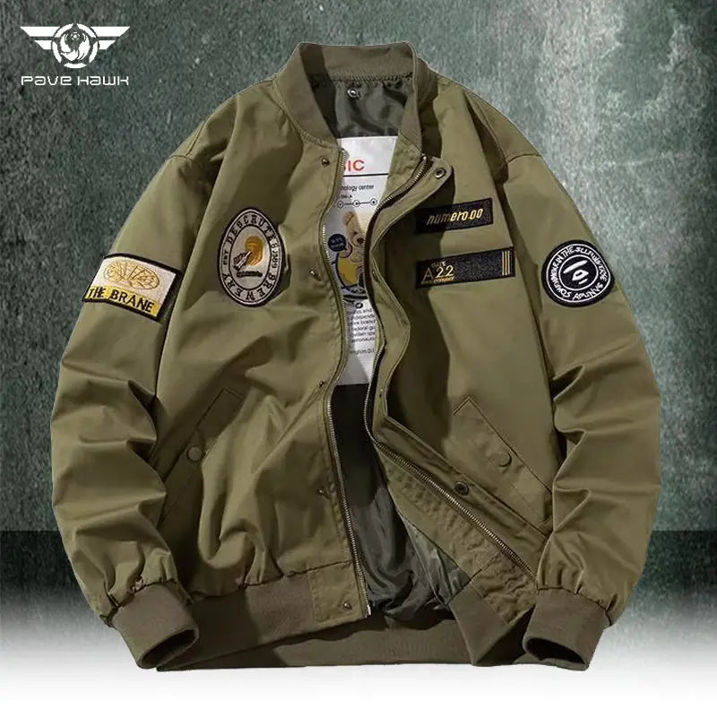 Men's Vintage Embroidered Military Bomber Jacket