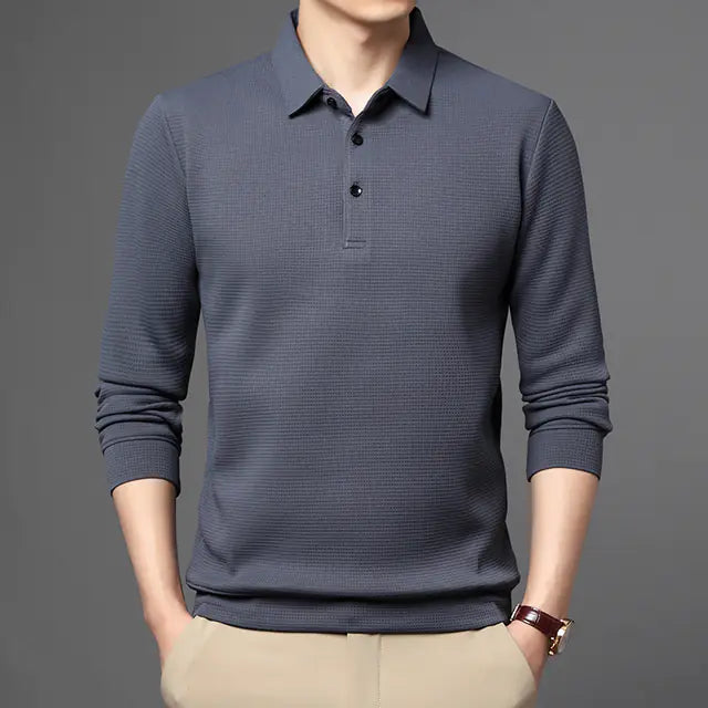 Men's Long Sleeve Casual Polo Shirt for Spring & Autumn