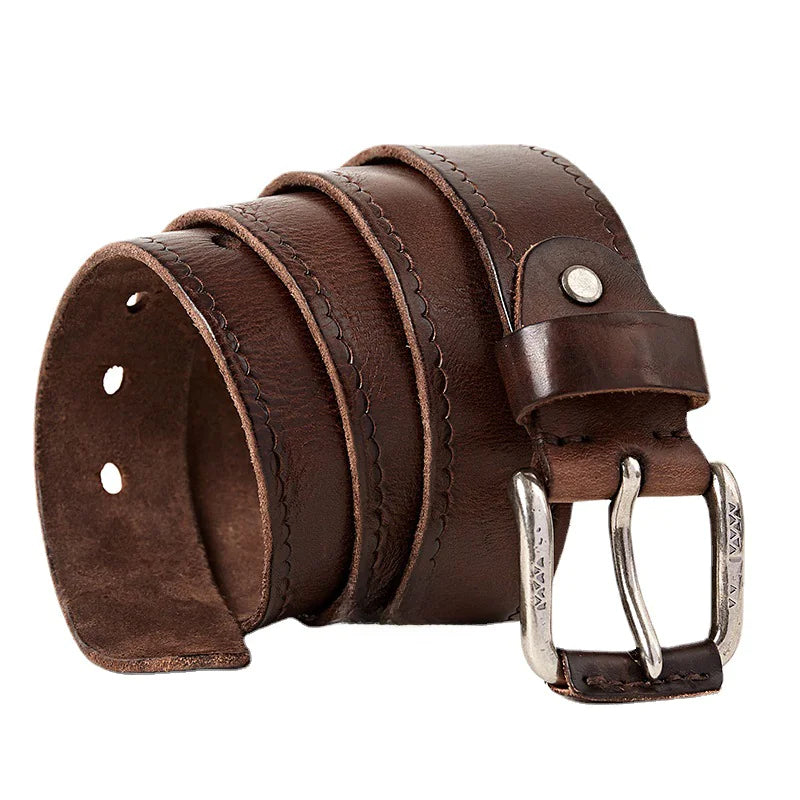 Men's Fashion Genuine Leather Belt with Alloy Buckle