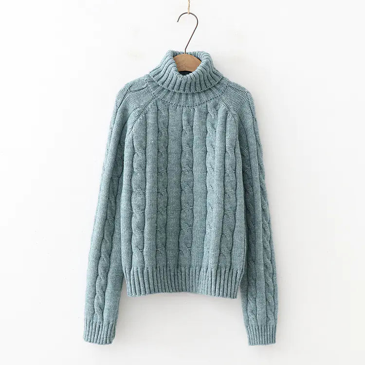 Turtleneck Sweater, Loose Pullover, Cable Knit Sweater