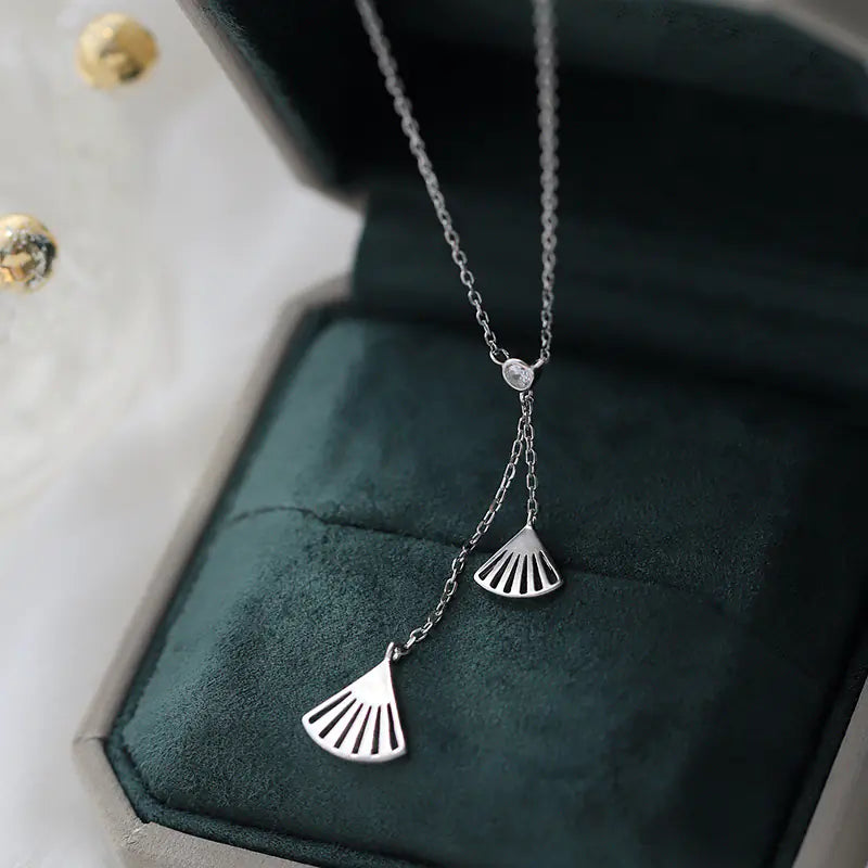 925 Sterling Silver Ginkgo Leaf Pendant Necklace