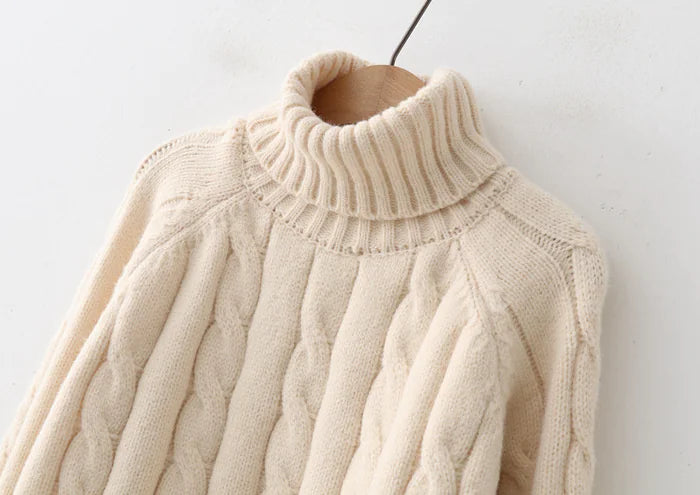 Turtleneck Sweater, Loose Pullover, Cable Knit Sweater