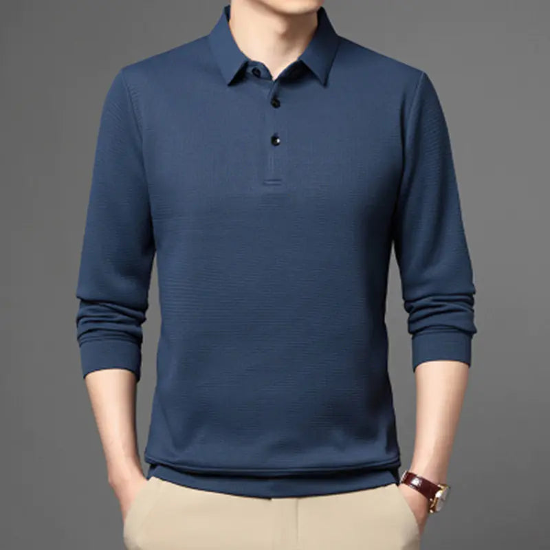 Men's Long Sleeve Casual Polo Shirt for Spring & Autumn