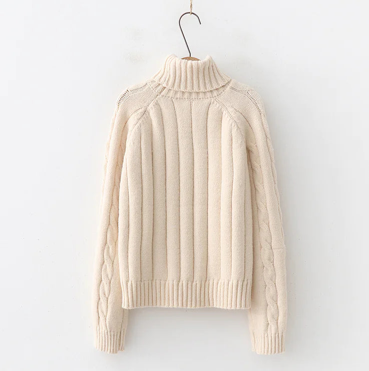 Turtleneck Sweater, Loose Pullover, Cable Knit Sweater