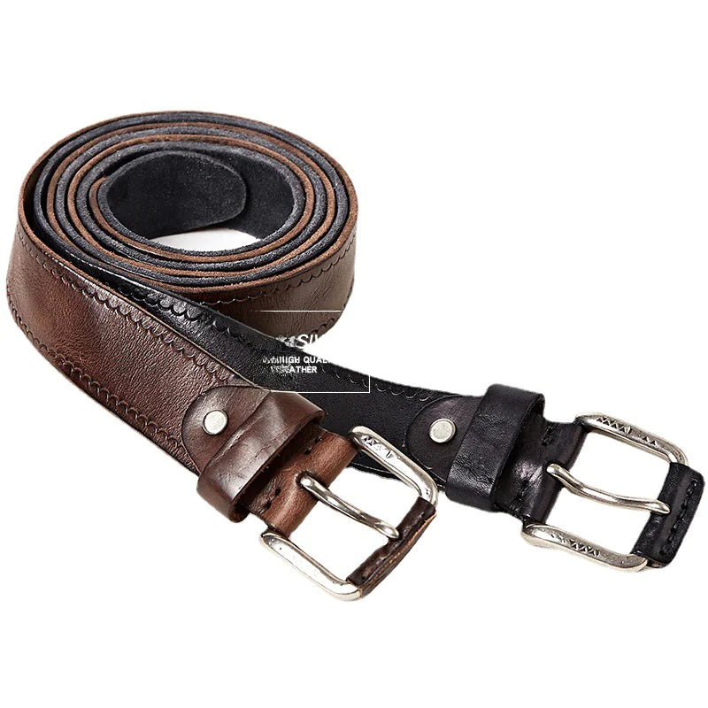 Men's Fashion Genuine Leather Belt with Alloy Buckle