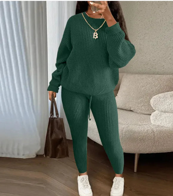 Fashionable Knitted Wool Trousers Suit