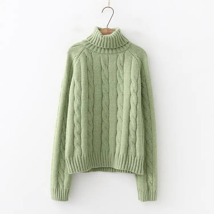 Turtleneck Sweater, Loose Pullover, Cable Knit Sweater