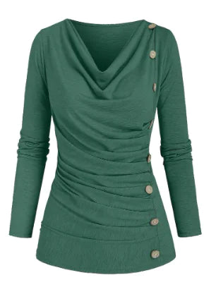 Sophie Ruffled Turtleneck Sweater - Dark Green