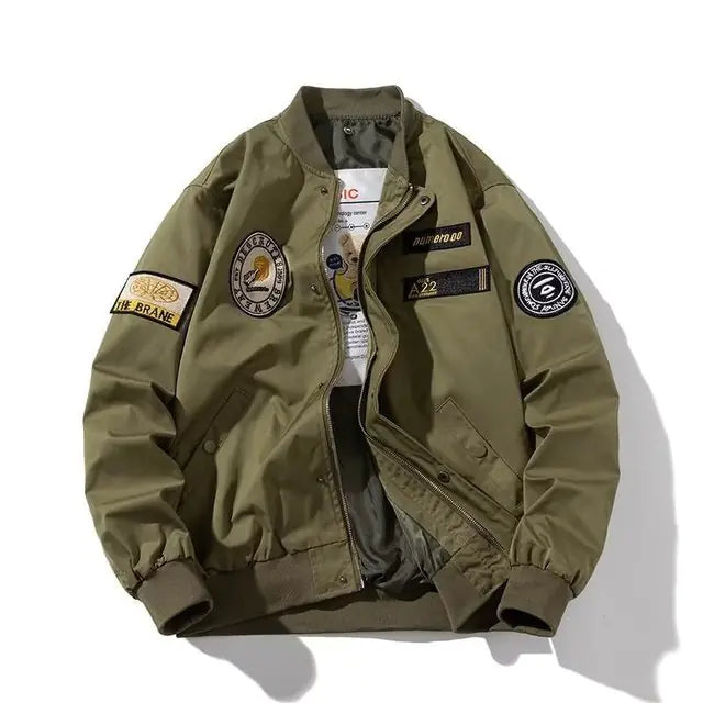 Men's Vintage Embroidered Military Bomber Jacket