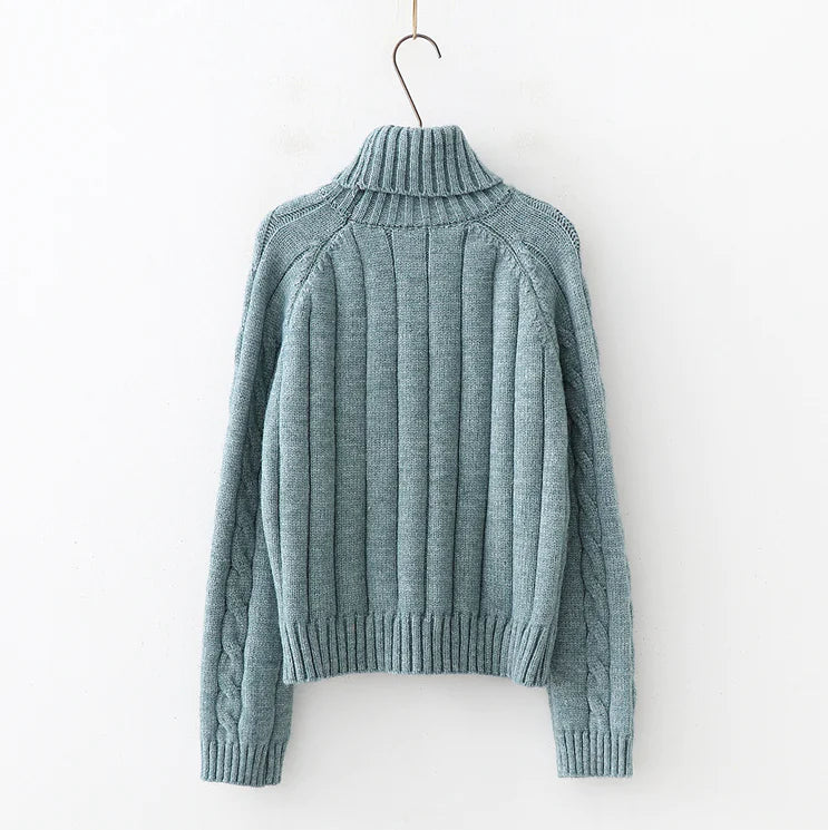 Turtleneck Sweater, Loose Pullover, Cable Knit Sweater