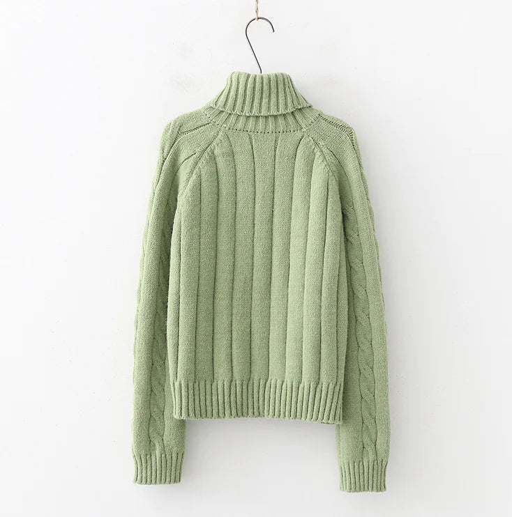 Turtleneck Sweater, Loose Pullover, Cable Knit Sweater