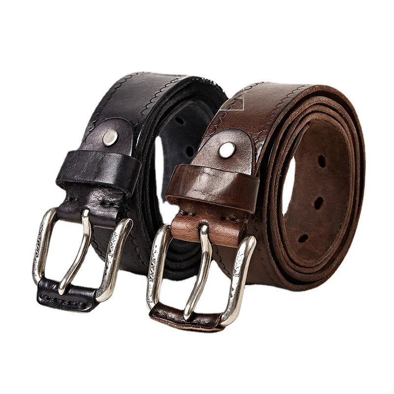 Men's Fashion Genuine Leather Belt with Alloy Buckle