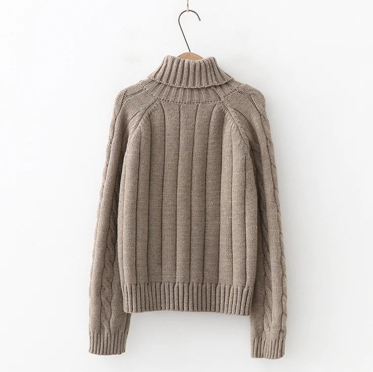 Turtleneck Sweater, Loose Pullover, Cable Knit Sweater